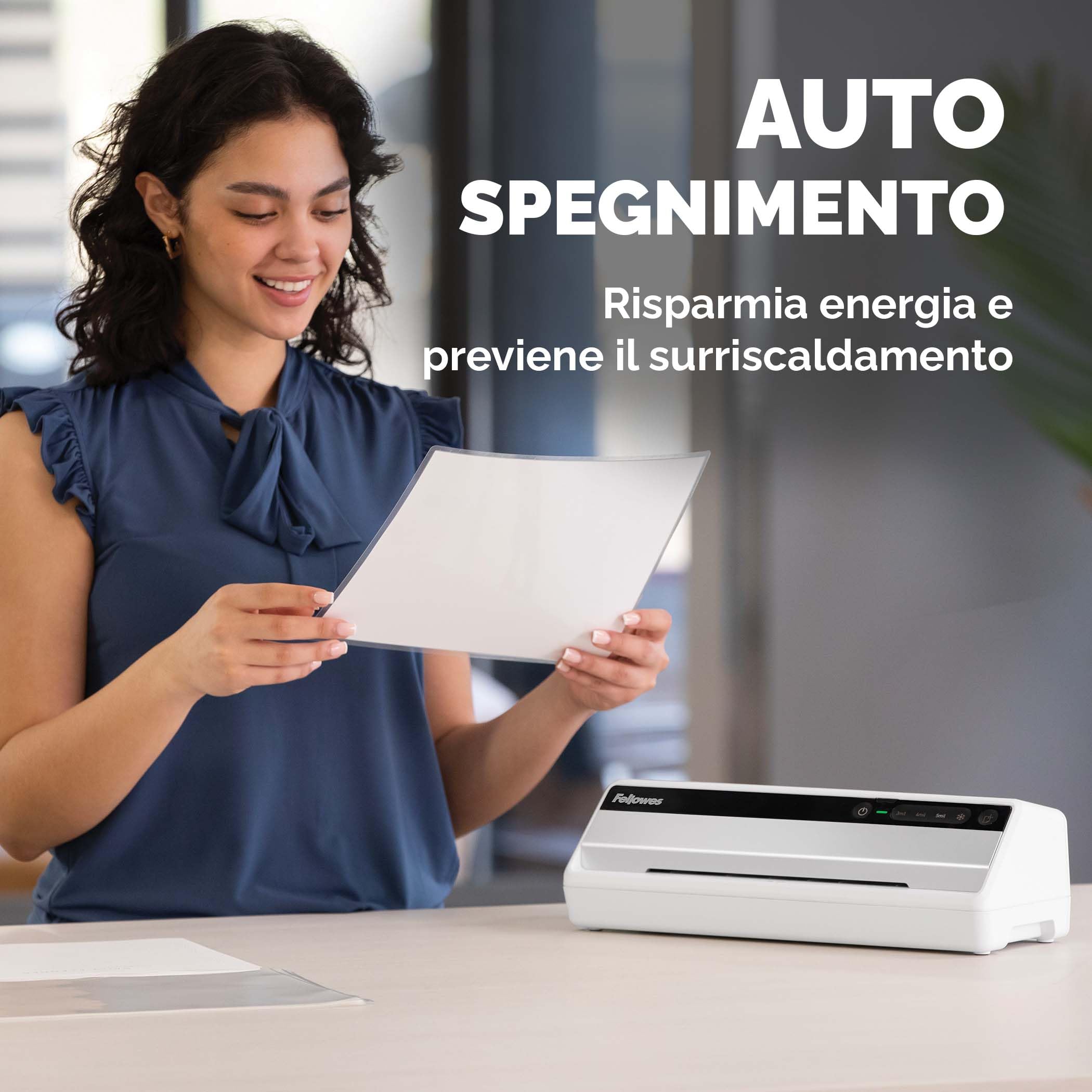 Fellowes Saturn A4 Plastificatrice per piccoli uffici – InstaHeat, pronta in 60 secondi, anti-inceppamento, spegnimento automatico – per pouches 80/100/125 micron – include 10 pouches – casa e ufficio