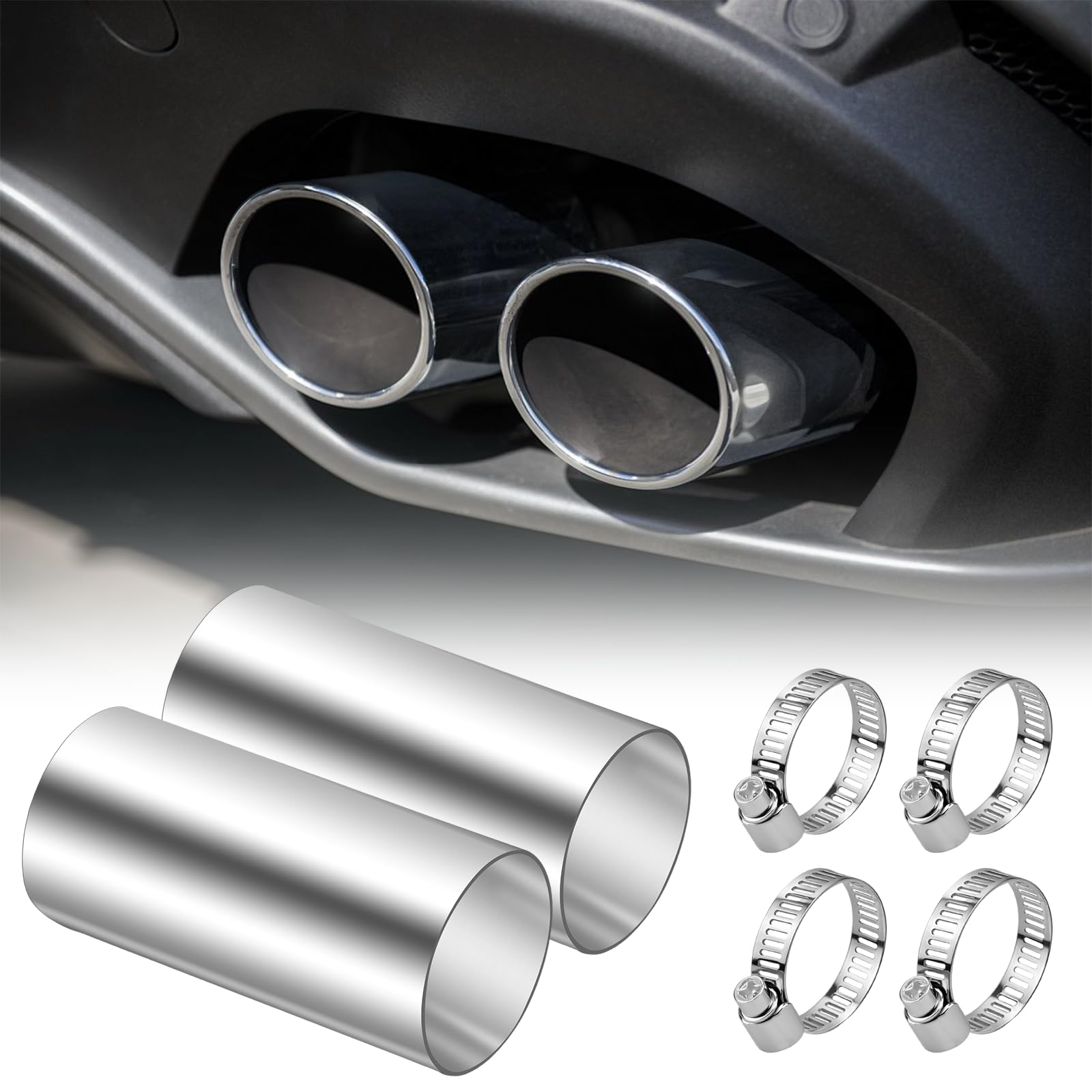 Łącznik rury wydechowej do ogrzewania postojowego, rura przedłużająca ze stali nierdzewnej z 4 zaciskami, łącznik rurowy 24 mm, rura wydechowa, ogrzewanie postojowe, do ogrzewania powietrza na