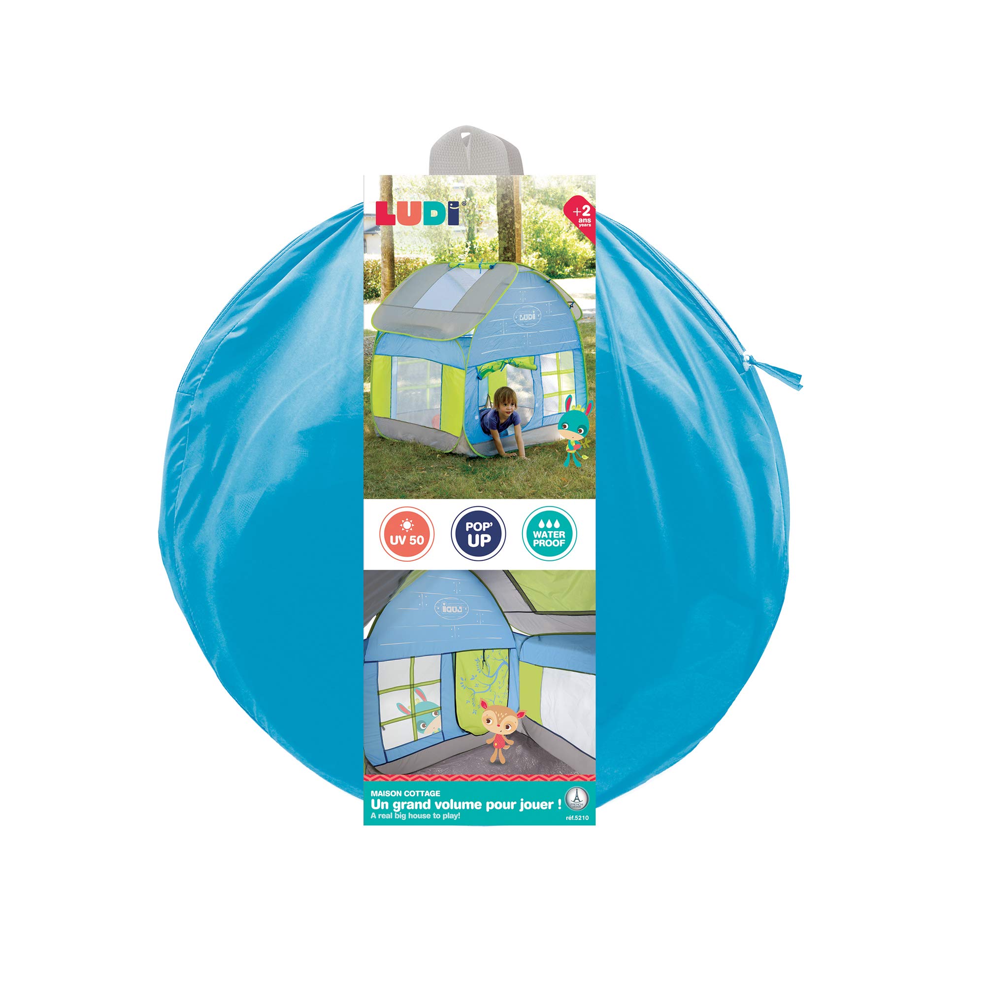 LUDI - Domek ogrodowy Pop Up, domek letniskowy - duży namiot do zabawy, odporna tkanina anty-UV, izolacja podłogi, duża wentylacja - łatwy do zainstalowania i przechowywania system Pop Up - od 2 lat