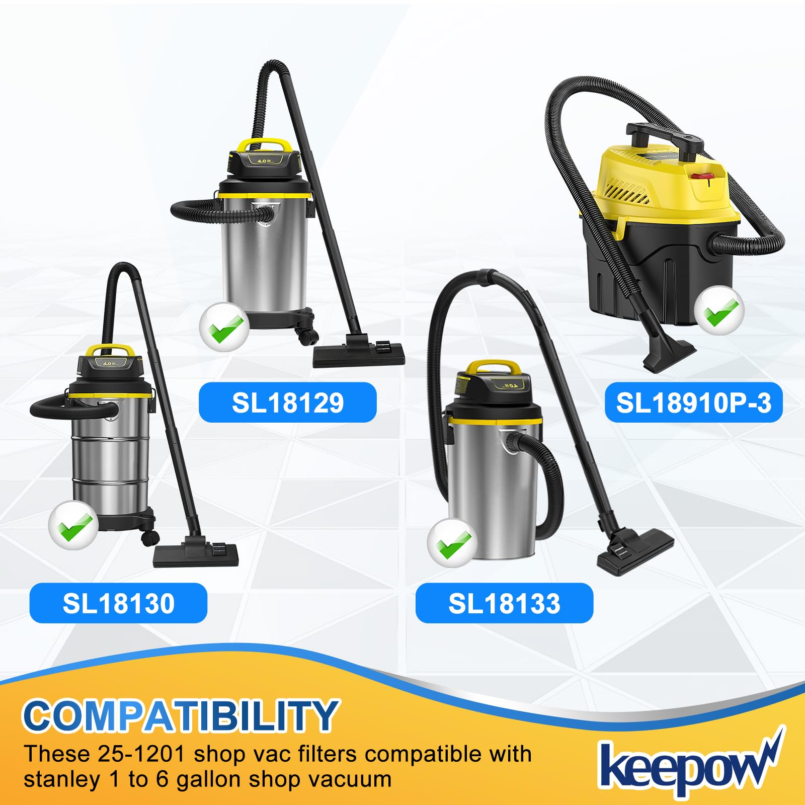 michiページ KEEPOW Shop Vac Filters Compatible with Stanley 1-6 Gallon