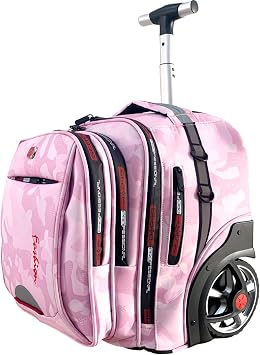 22 Inch Travel Rolling Backpack with Wheels for Women, Large Wheeled Backpacks with Large Capacity, Roller Bag with Laptop Waterproof Compartment Pinkish
