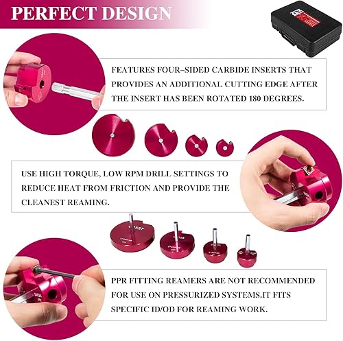 Miniatura 4 de 04528 para PPRK4 Kit de escariador de montaje de tubería de plástico encaja en taladros estándar de 12 pulgada 38 pulgadas hexagonal Pvc herramienta
