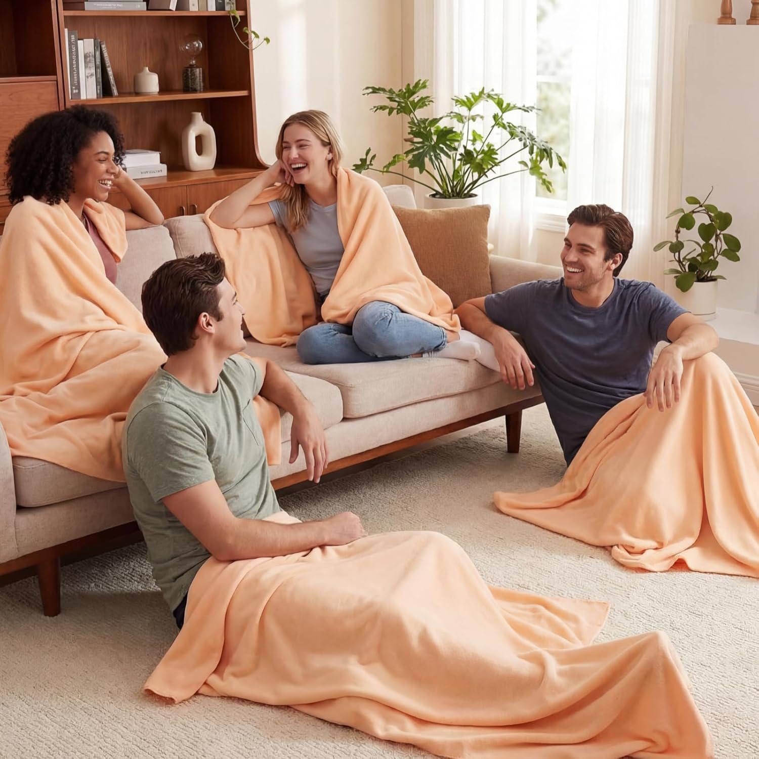 Kinlop Fleece Blanket Bulk 60 x 50 Inch Soft Lightweight Fleece Cozy Blanket Warm Throw Plush Pet Throw for Bed Couch Sofa Home Office Wedding Gifts Travel Camping(Light Orange,40 Packs) - Image 6