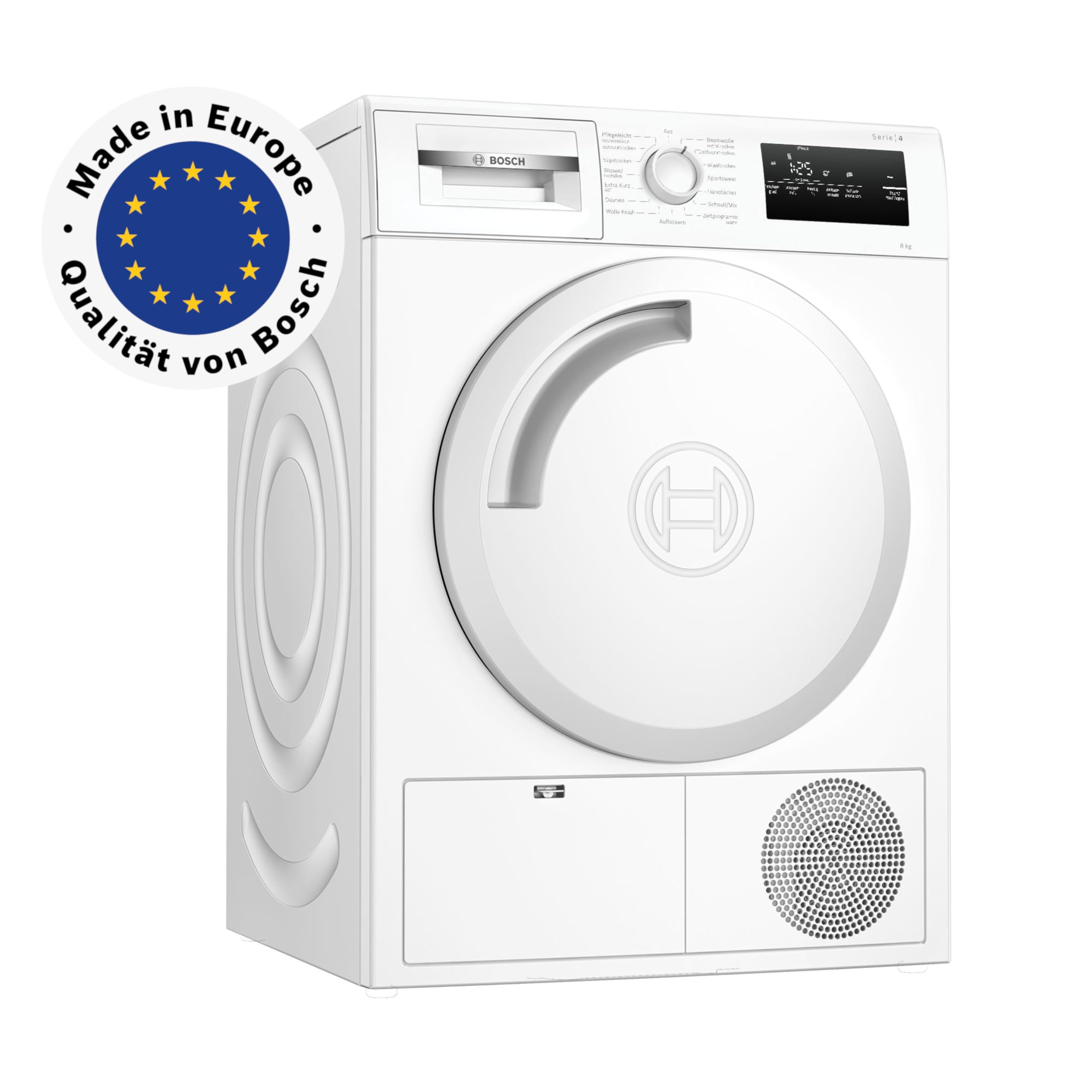 Bosch WTH83VV3 Serie 4 Wärmepumpentrockner, 8 kg, 236 kWh pro Jahr, AutoDry optimale Trocknung, Sensitive Drying-System textilschonende Trocknung, Umweltfreundliches Kühlmittel, Weiß