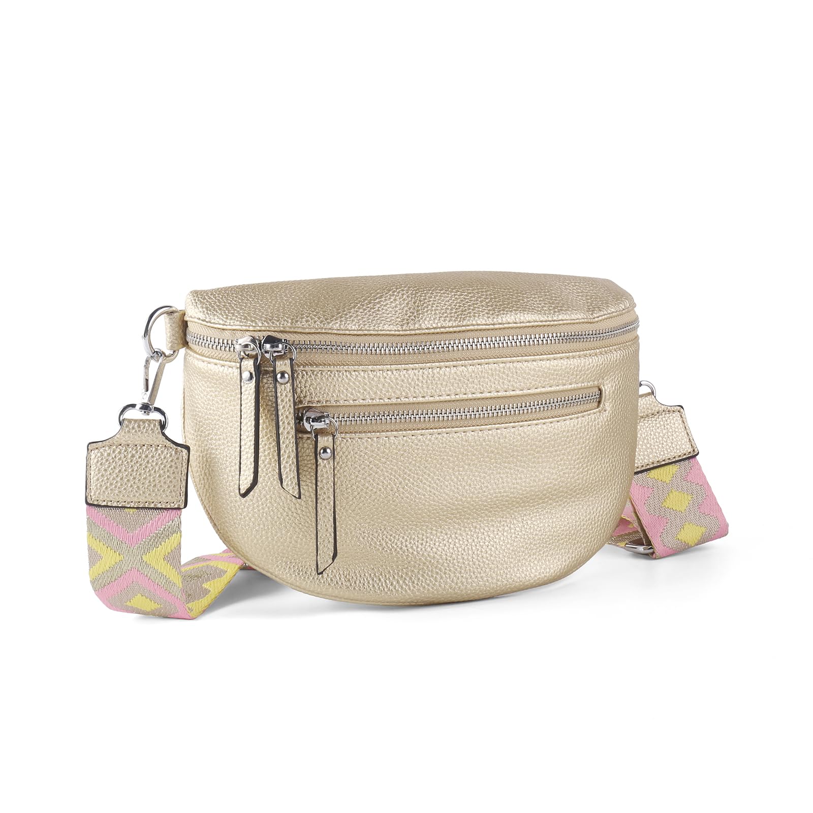 Fashion Leather Crossbody Small Sling Bags Fanny Pack Crossbody Bags Purses Gifts for Women Teen Girls Travel Gold