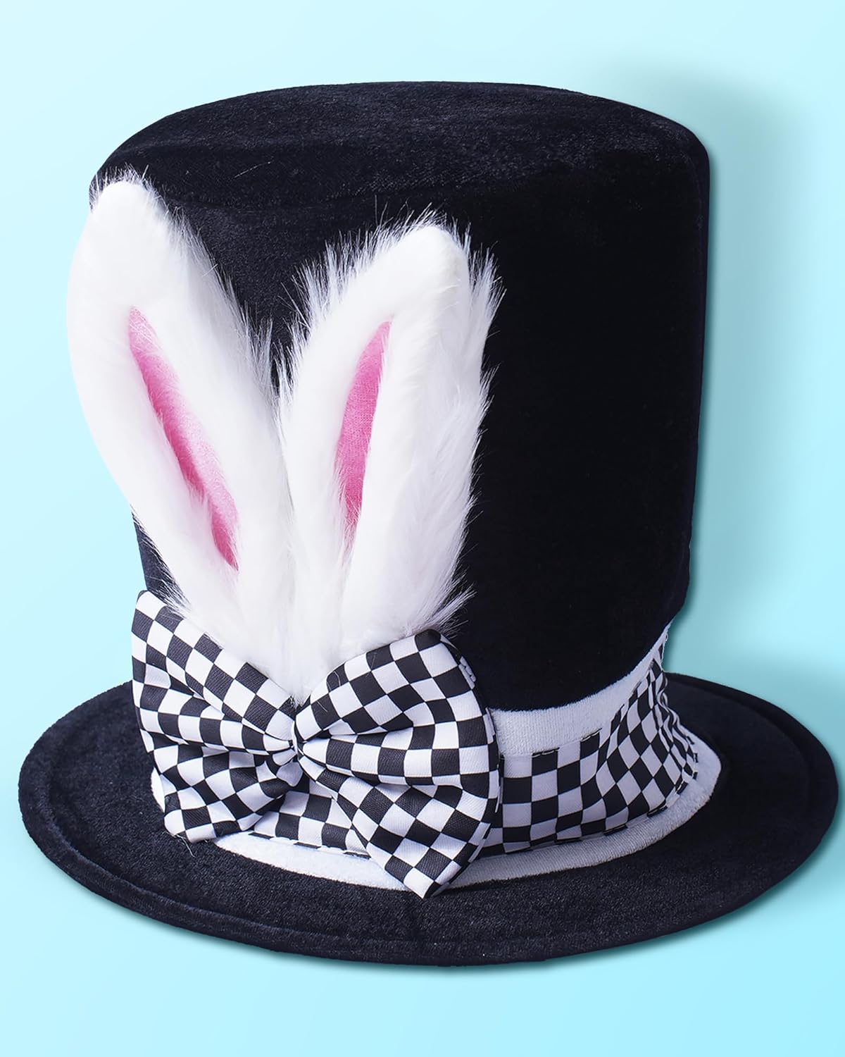 6Pcs White Rabbit Costume Set Include Rabbits Ears Topper Plush Hat Clock Glasses Bowtie Gloves Bunny Nose For Easter Halloween Party Costume - Image 4