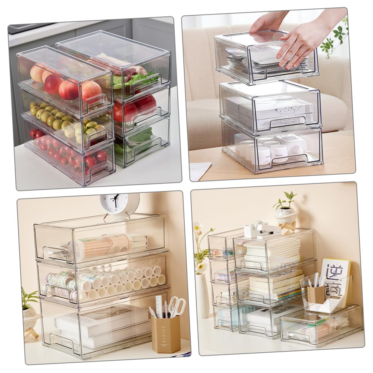 Alipis Desktop Organizer Sturdy Pet Material Storage Box for Makeup Skincare and Office Supplies Multi Functional Storage for Tidy Home and Easy Access