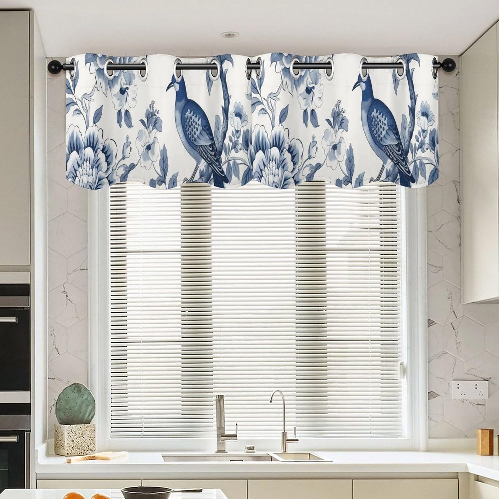 Cantonnière chinoise rétro lot de 2 rideaux courts salon 132 x 45
