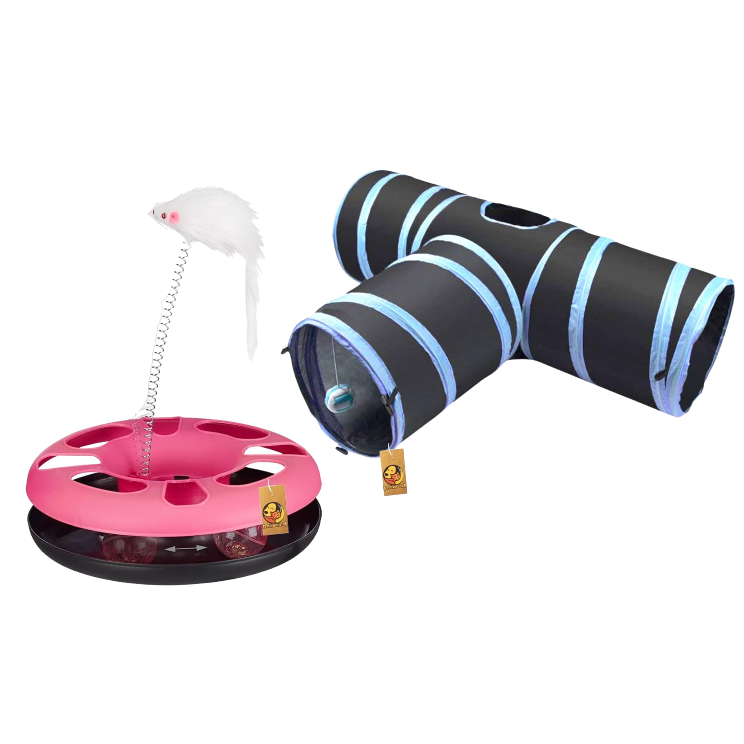 Foodie Puppies 3Way Cat Tunnel and Happy Circle Cat Toy Combo for Cat and Kittens | 3Way Cat Tunnel with Crinkle Paper and Hanging Balls | Cat Happy Circle with Ball Bell & Teasing Stick (B0CNXVTC61) Amazon Price History, Amazon Price Tracker
