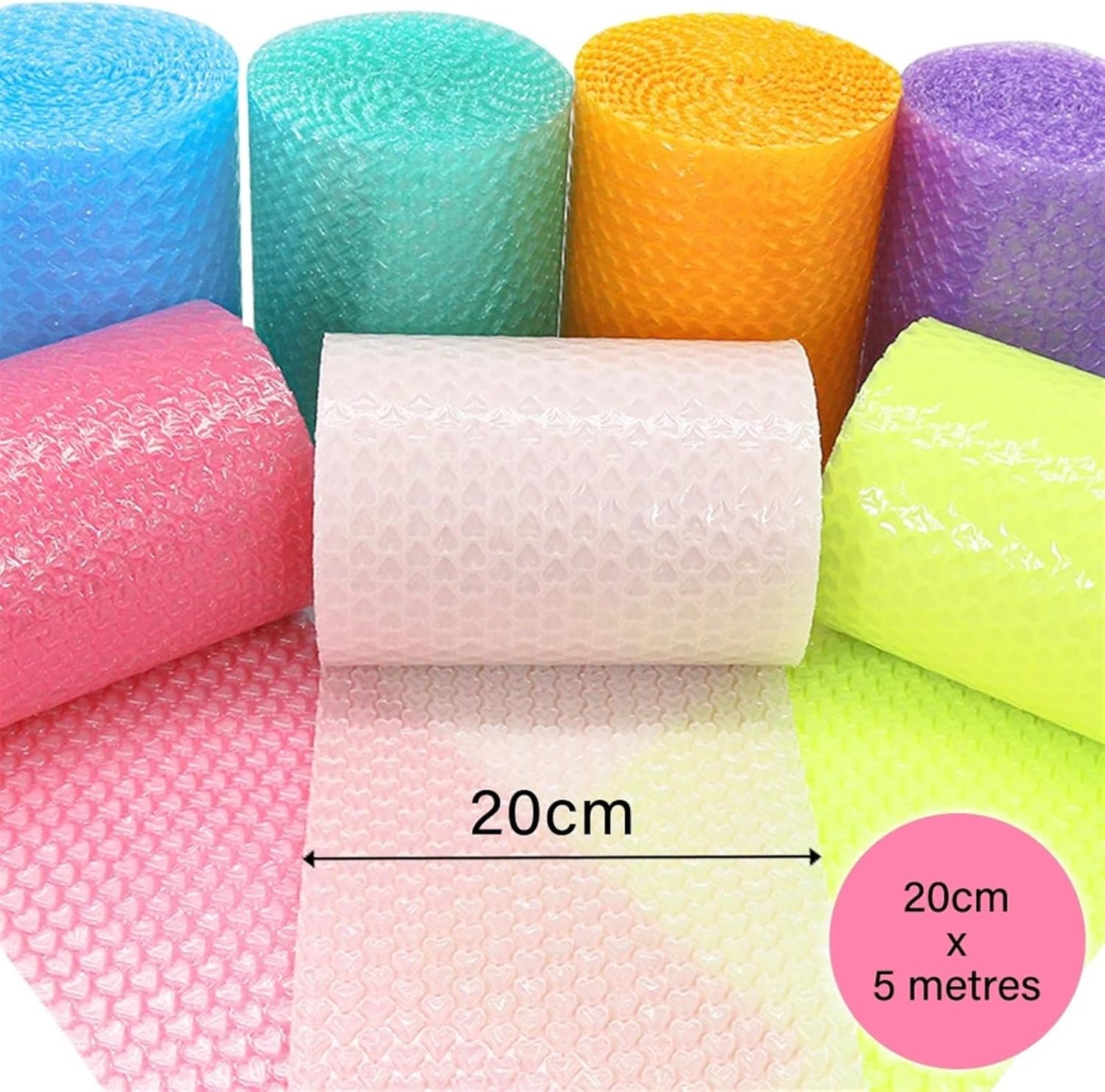 Generic 20cmx5 Meters Pink Blue Lovely Heart Shape Bubble Wrap Shockproof Package For Gifts Box Fragile Glass Goods Pack Party Decor(E)