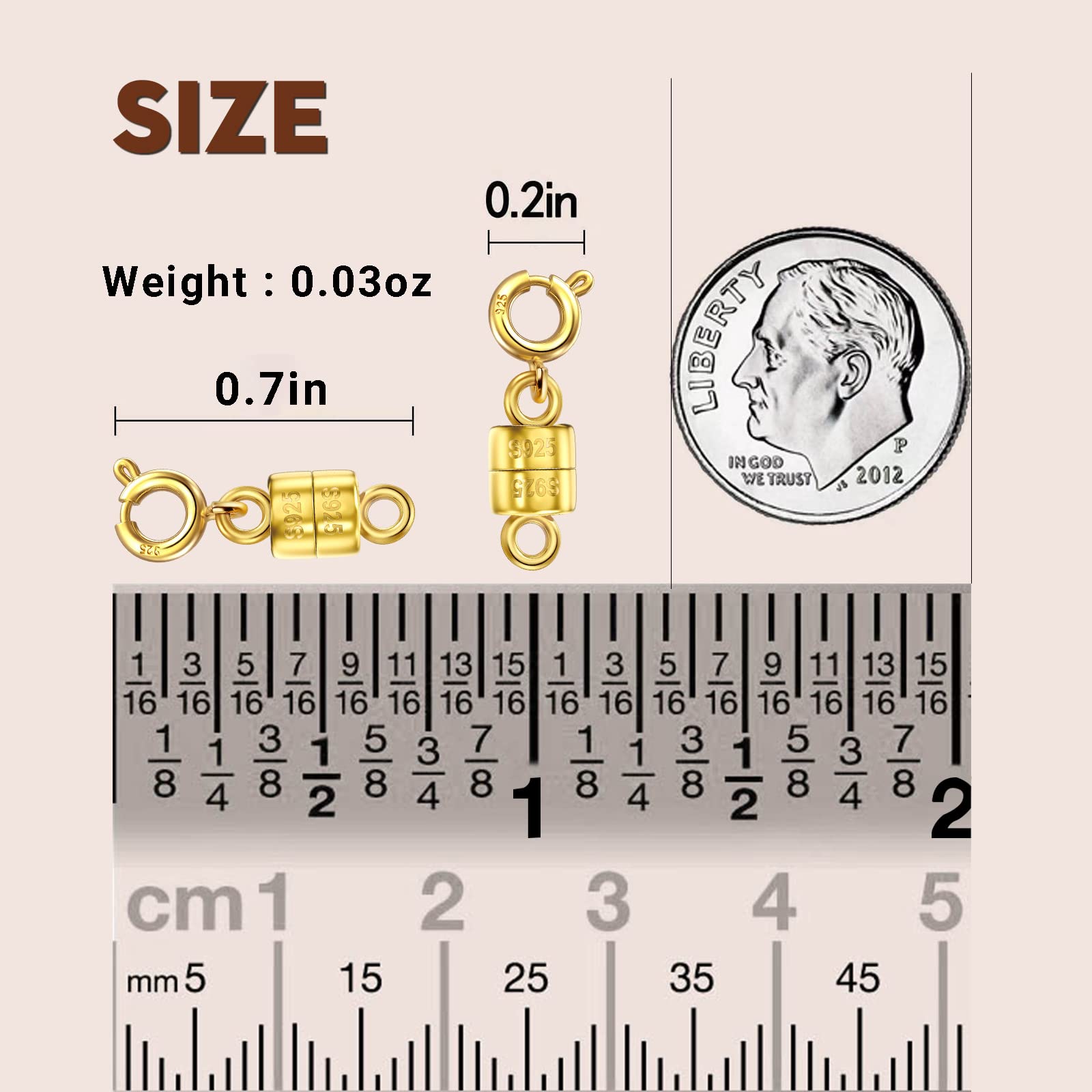 Magnetyczne zapięcia do naszyjnika, 14-karatowe złoto, srebro wysokiej próby 925, mini magnetyczne zapięcie do biżuterii, złącze do bransoletek, przedłużacz łańcuszka (wyprodukowano we