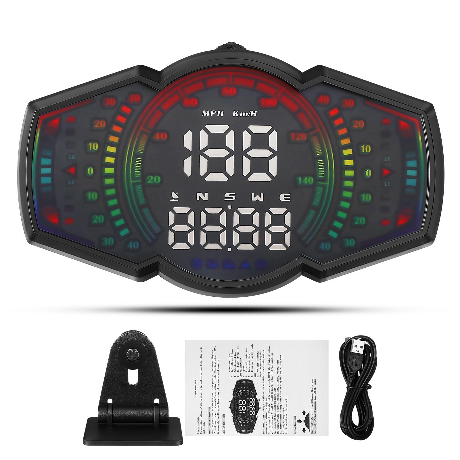 Pantalla Hud Gps para Coche G18, Velocímetro Digital, Inclinómetro