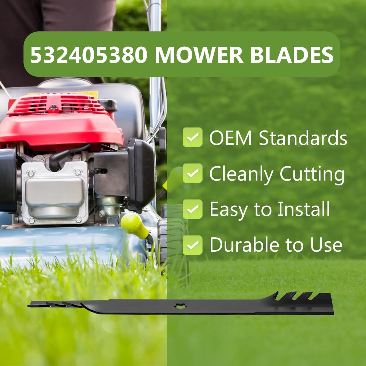 532405380 Mulching Blades for AYP Ariens Craftsman Husqvarna 46 Inch Deck - Heavy Duty Blade Replaces 405380 403107 532403107-2 Pack