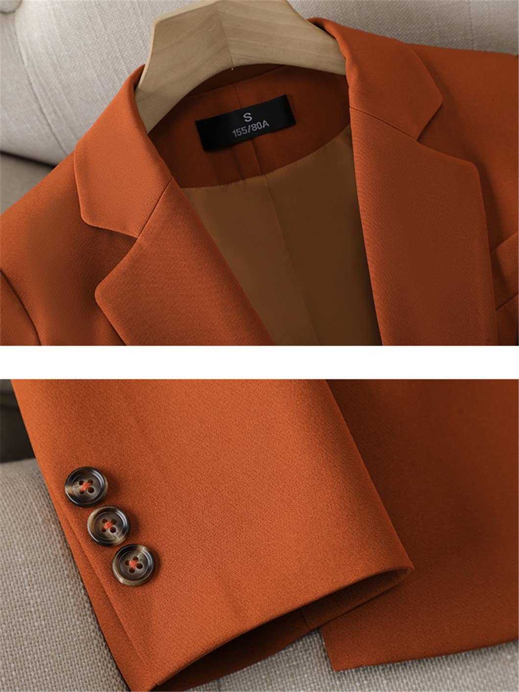 keusyoi Moda damska garnitur formalny damski biuro biznes odzież robocza 2-częściowy zestaw khaki długi rękaw marynarka i spodnie