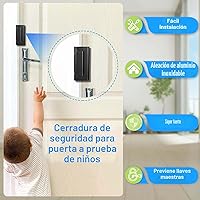 Vista 3 de Paquete de 3 cerraduras de refuerzo de puerta de seguridad para el hogar, a prueba de niños, cierre de seguridad para puerta interior, añade alta