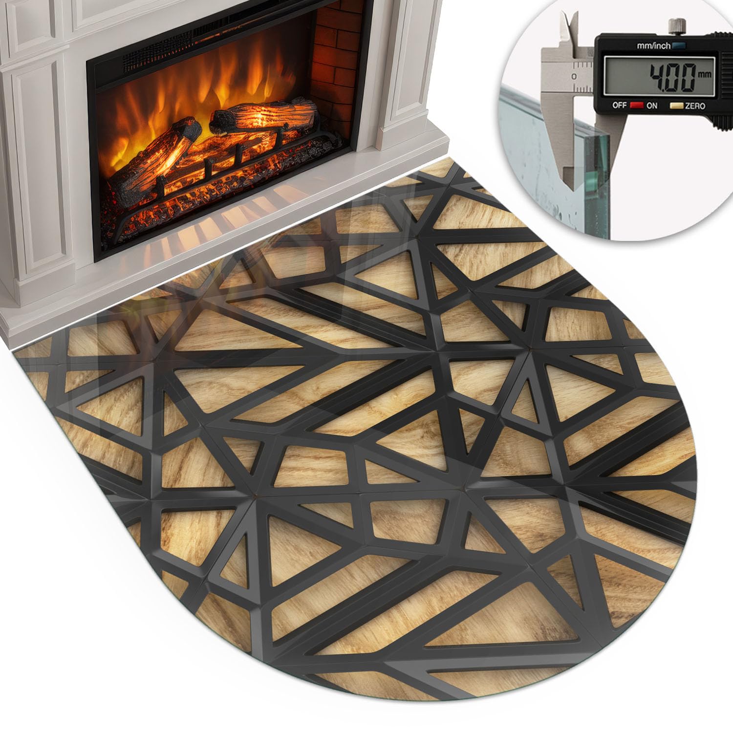 Verre Trempé pour Cheminée 100x100 cm Plaque de Protection Contre Les Étincelles Résistant à la Chaleur