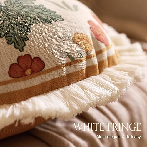 Miniatura 3 de Fundas de almohada redondas de diseñador para sofá de 16 x 16 pulgadas, fundas de almohada lumbares de lino francés vintage con patrón floral de