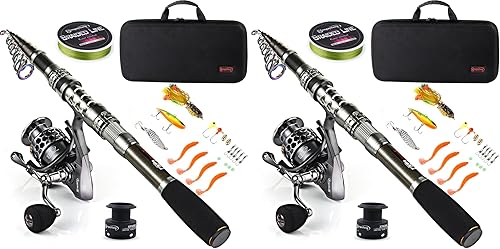 Miniatura 9 de Sougayilang Combo de Caña de Pescar y Carrete con Caña Telescópica y Carrete Giratorio, Bolsa de Transporte para Viajes de Pesca en Agua Dulce