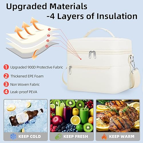 Miniatura 3 de Lonchera aislada para mujeres, lonchera reutilizable para hombres, lonchera aislada, a prueba de fugas, bolsa de mano con correa ajustable para el