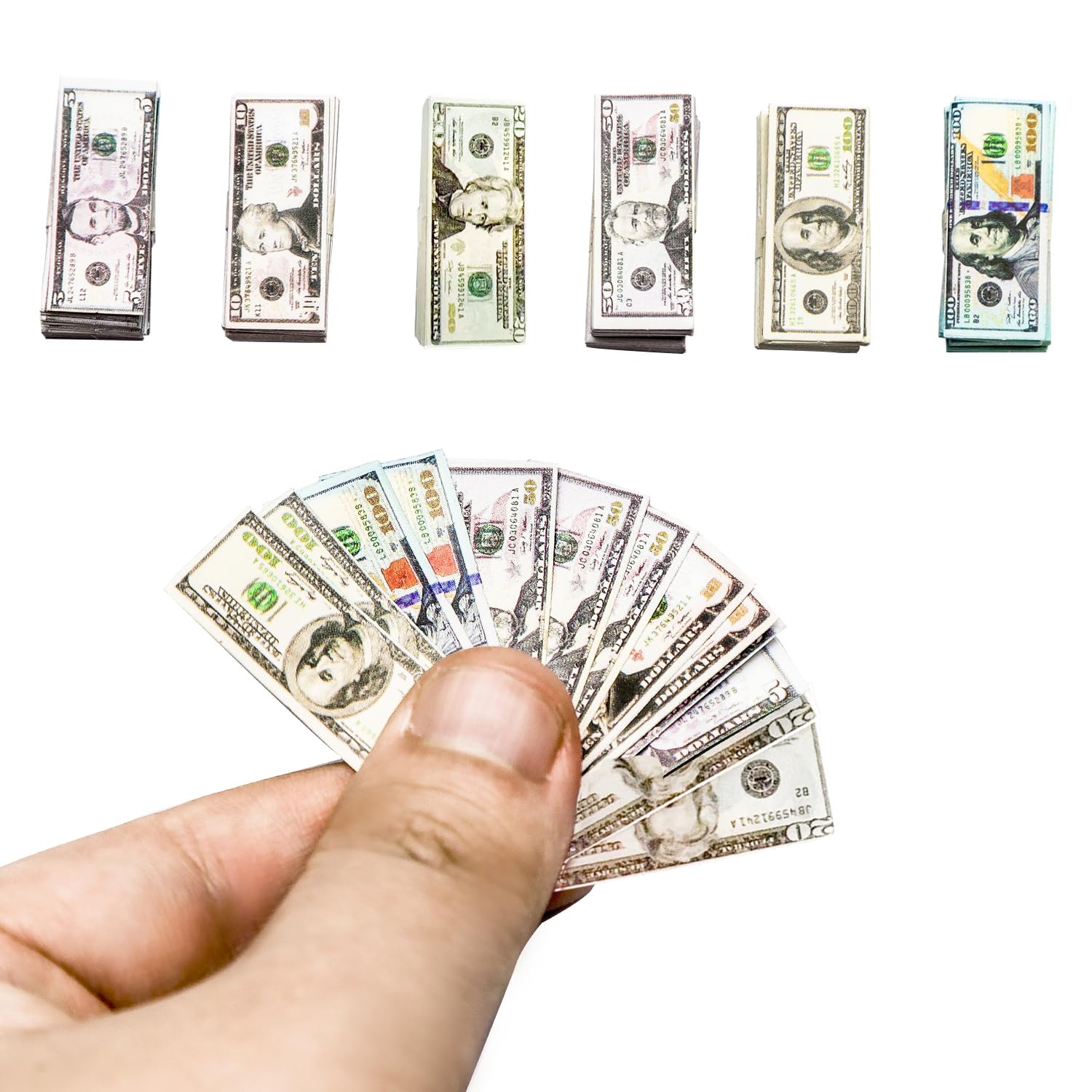 480pcs Prop Money Realistic Miniature Dollhouse Scene Model Mini Dollar Bill Prop Set for 1:12 Mini Dollhouse Decoration (Bill)