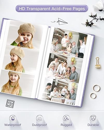 Miniatura 3 de popotop - Álbum de fotos 4x6 con 300 fotos, cubierta de lino, libros de fotos con 300 bolsillos horizontales, álbumes de fotos para deslizar para