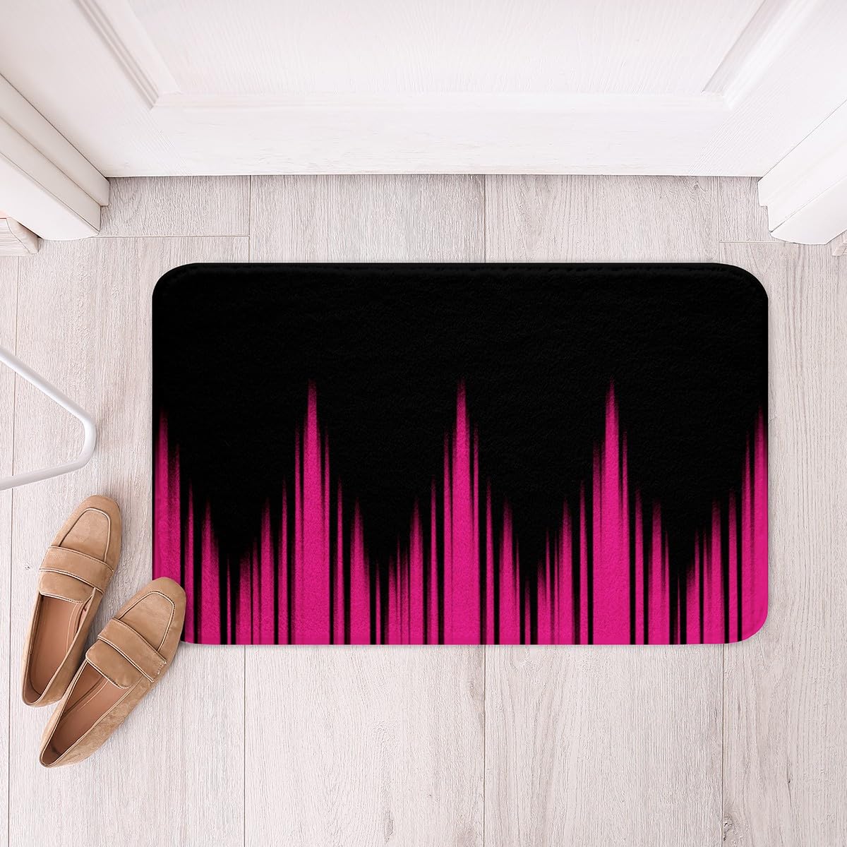 Feelyou Rose Pink Ombre Bath Rugs for Shower Tub Ombre Striped Bathroom Rugs Abstract Pink and Black Bath Rugs for Shower Tub Kids Toddler Pink Stripe Bathroom Accossories 20