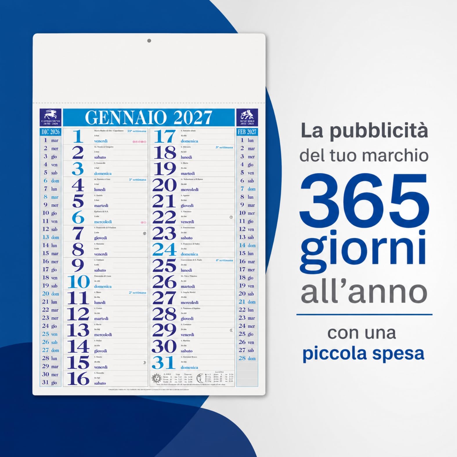 Calendari Personalizzati 2027 in Stock da 100 Pezzi Olandesi Grandi da Muro Notes sul Retro per Gadget Pubblicitari di Fine Anno e come Omaggio per i Clienti o Regali Aziendali | PA640