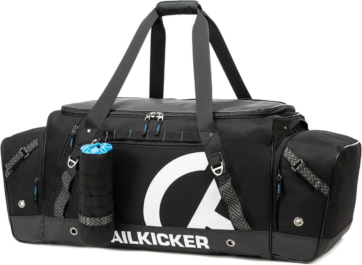 Bolsa premium para equipo de hockey sobre hielo de 42", 185 L, azul | Amplia apertura en forma de U, múltiples bolsillos de almacenamiento, correa exterior para palo de hockey, exterior resistente al agua y a la abrasión