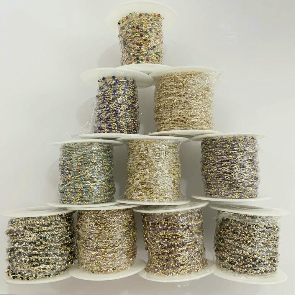 Catena con Nappa Fatta a Mano in Pietra del Sole con lapislazzuli Naturale placcata in Oro 18k, Fai da Te, per Collana, Bracciale, cavigliera, Occhiali, Maglioni 500 cm