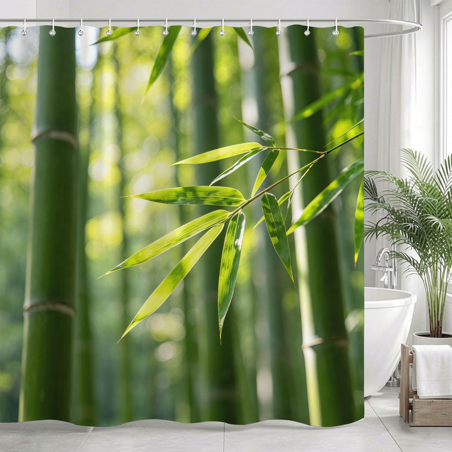 Rideau de baignoire en tissu polyester de qualité supérieure au design bambou