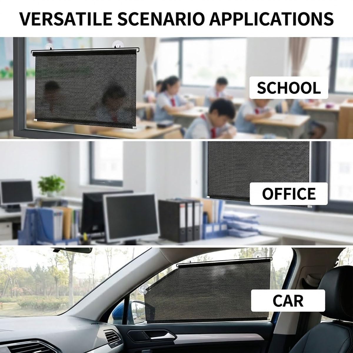 Store Enrouleur à Ventouses, Stores occultants Portables sans perçage, Store Pare-Soleil rétractable, Rideau Occultant Thermiques pour Chambre de bébé, Bureau ou Voyage