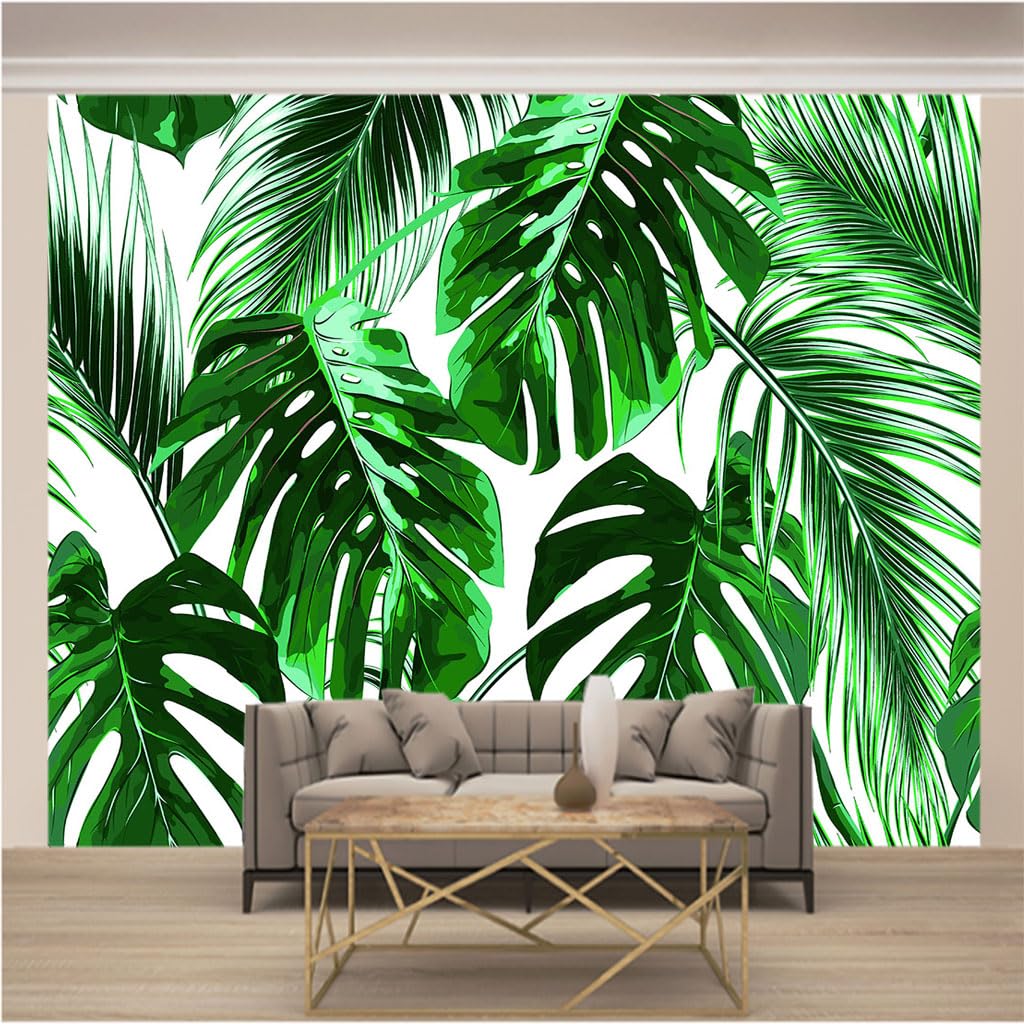 Papier Peint Intissé Salon et Chambre Tapisserie XXL Feuille Verte 3D