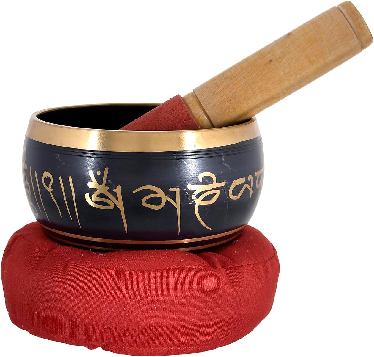 RAJRANG Tibetan Singing Bowl Set - Meditation Crystal Sound Bowl Hand Percussion Sound Effects Handcrafted for Healing and Mindfulness D-4" x H-7"