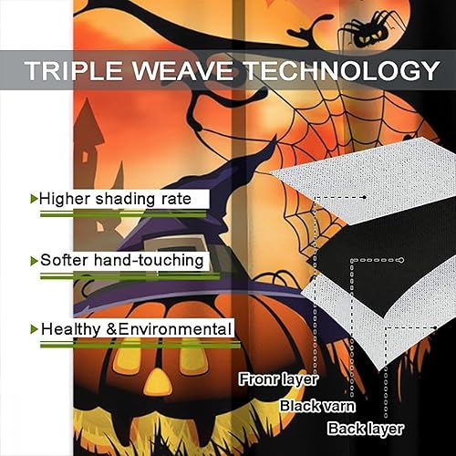 Miniatura 7 de Cortinas opacas de noche de Halloween de dibujos animados para dormitorio, divertidas cortinas de tela de araña de calabaza, murciélagos, cortinas