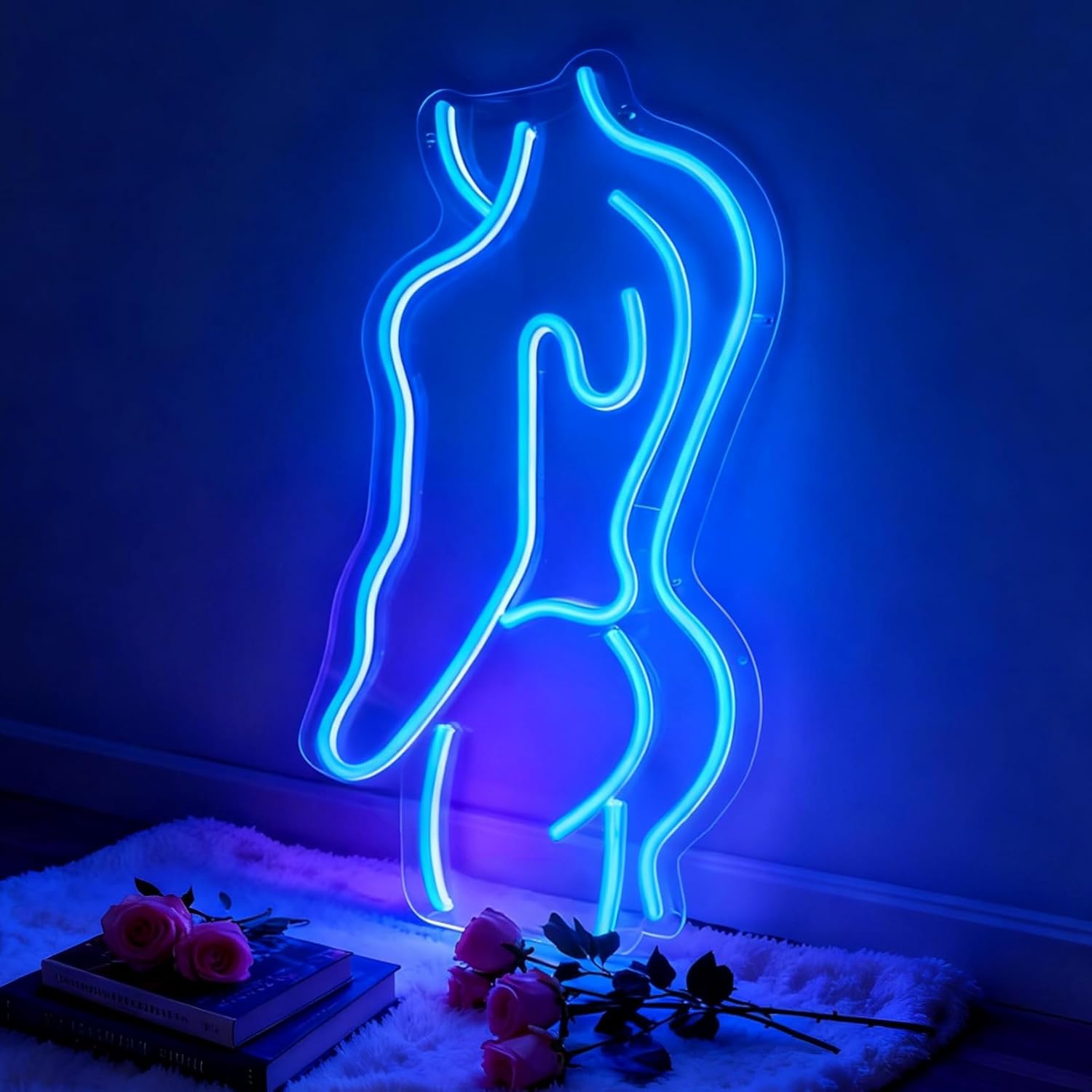 Human Body Curved Neon Sign, Modern Art Accent USB Powered Decorative Neon Light for Bedroom Living Room Party Home Wall Table Decor, 9.1 x 15.7 In