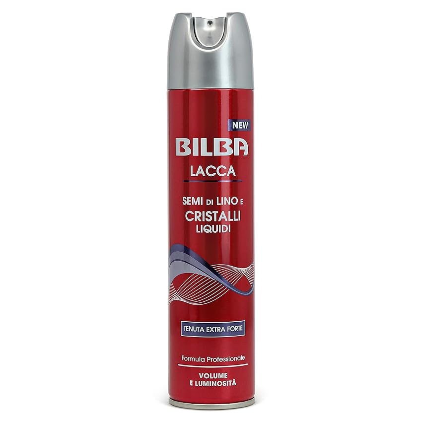 Bilba Lacca Extraforte con Semi di Lino e Cristalli Liquidi, Formula Professionale a Tenuta Extra Forte, Dona Volume e Luminosità, Protegge i Capelli dall'Umidità, 250 ml