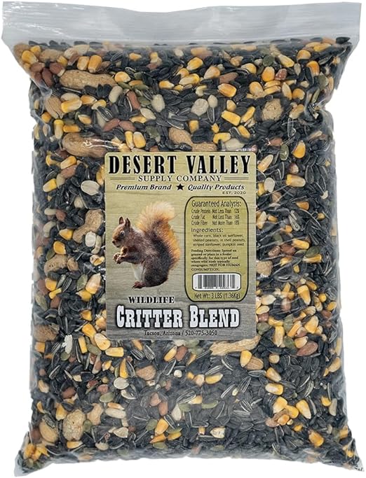 Desert Valley Critter Blend, All Natural Premium Wildlife and Wild Bird Food for Squirrels, Rabbits, Chipmunks Jays, Grosbeaks and More (3 Pounds)