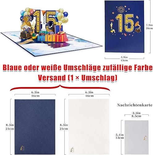Miniatura 2 de GREETING ART Tarjeta de feliz cumpleaños 15, tarjeta de aniversario de boda 15 para marido y esposa, tarjeta de cumpleaños de 15 años para