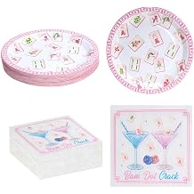 20 Pcs Mahjong Napkins Cocktail and Mahjong Plates Set,Mahjong Party Supply,Mahjong Party Set For Home, Special Events, Bridal Showers, Wedding, Anniversary & Birthdays