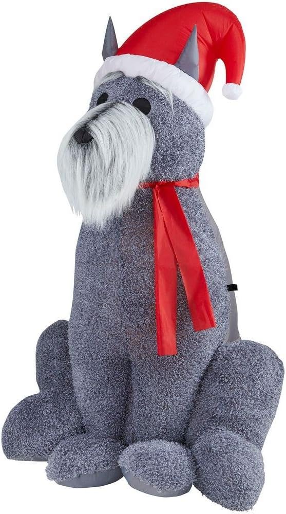 Home Accents Inflatable Furry Schnauzer Dog, 6 Foot Tall Outdoor Christmas Holiday Lawn Decoration