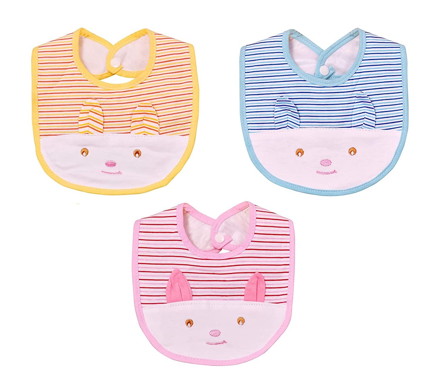 Lappu Baby Soft Bibs/Apron/Laliya Cute Multi Print|with Tich Button| Waterproof Bib Set -Print May Vary (Pack Of 3-Design2)-image-2