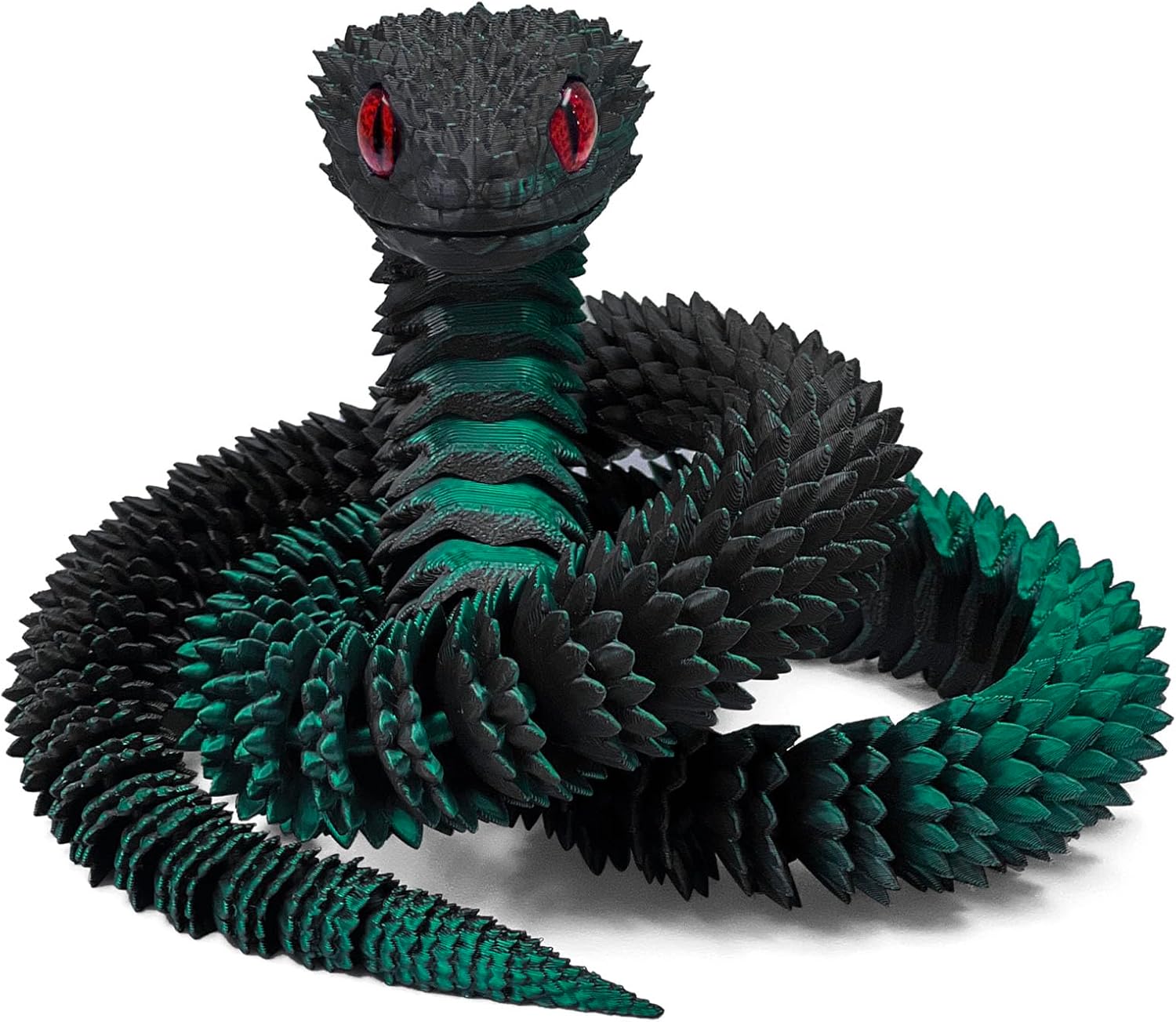 3D Printed Animals-Snake Viper,3D Printed Snake Toys Articulated Snake 3D Printed Animals Animal Model Ornaments Creative Funny Toy Festival Gift for Frends (Black Green, 20.2Inch)