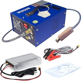 NUOGE PCP Air Compressor 4500Psi/30Mpa Water/Oil Free PCP Air Pump Rifle/Pistol Paintball Cans Powered 12V Automotive DC 110V AC For Home Use With Power Converter And Oil-moisture Filter Easy Carry