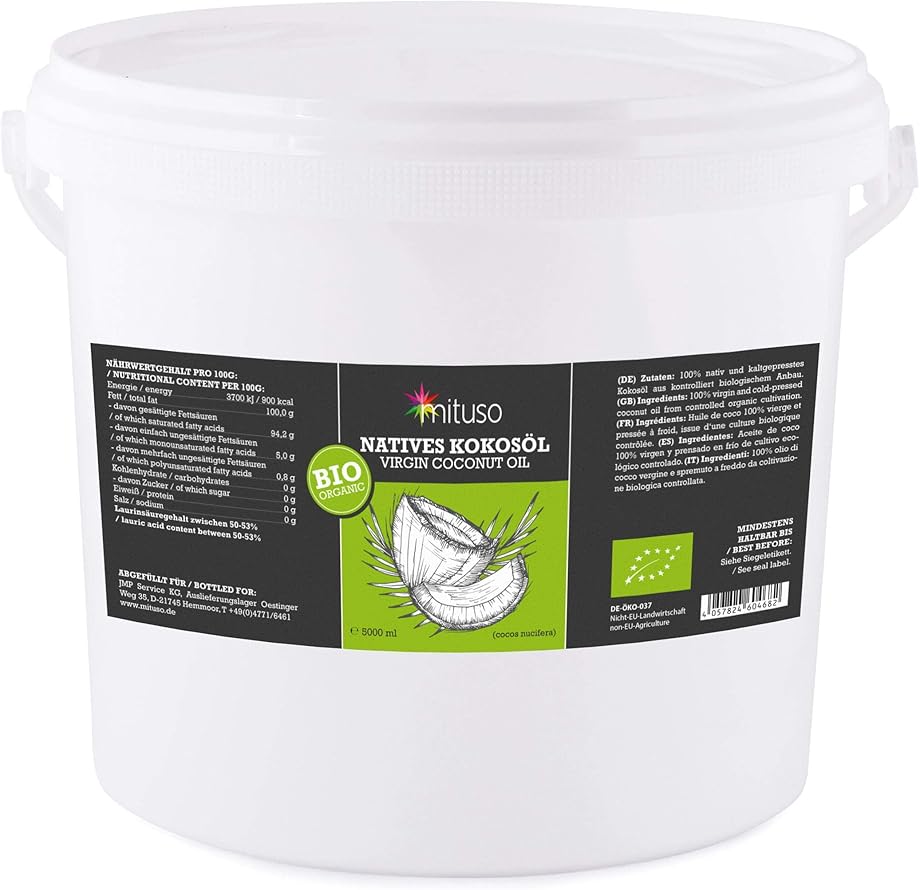 Mituso olio di cocco biologico nativo confezione da 1 (1 x 5l) in un secchio