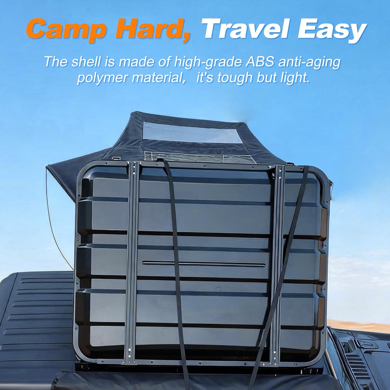 Naturnest Rooftop Tent Hard Shell, Easy Set Up Pop Up Large Tent for 2-3 Person Camping, Waterproof UV-Resistant Blackout 4 Season Tents for Truck, Jeep, SUV, Van, Trailer - Sirius 1 Plus