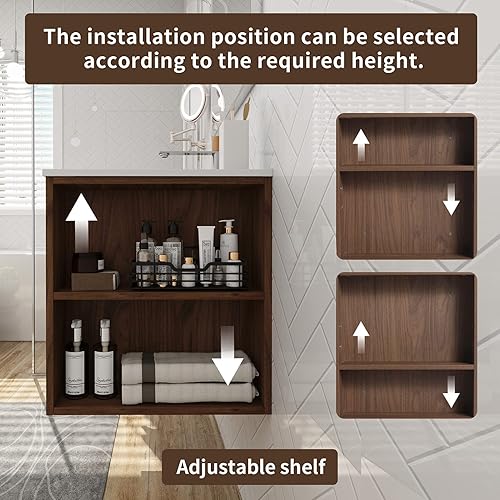 Miniatura 3 de Combo de lavabo flotante de 30 pulgadas para espacio pequeño, armario de tocador de baño montado en la pared con parte superior de lavabo de gel y 2