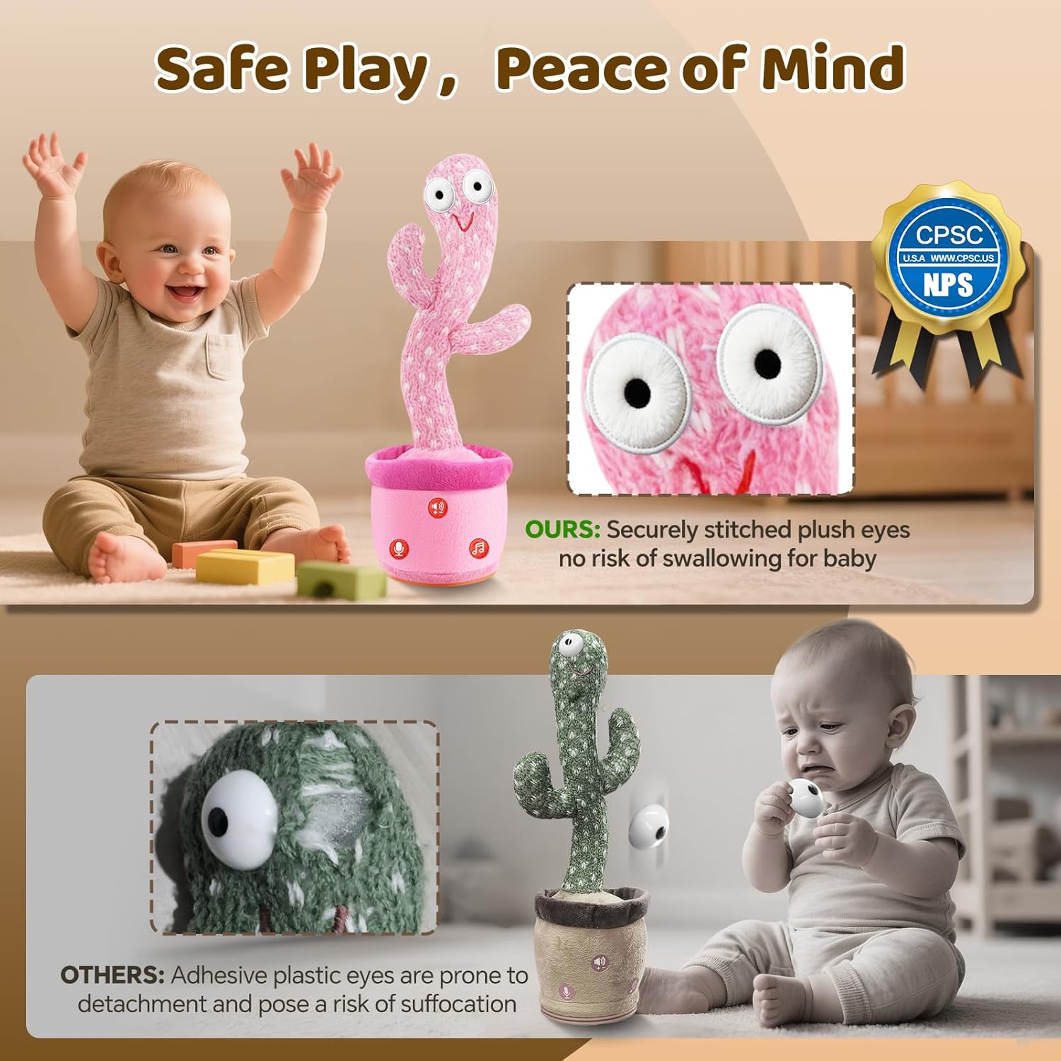 Rechargeable Dancing Talking Cactus Toy for Baby Toddlers, Baby Girl Toys, Volume Adjustable, Mimicking, Recording, Singing English Songs, Xmas Baby Toys & Gifts for Girls, Stocking Stuffers for Kids - Image 5