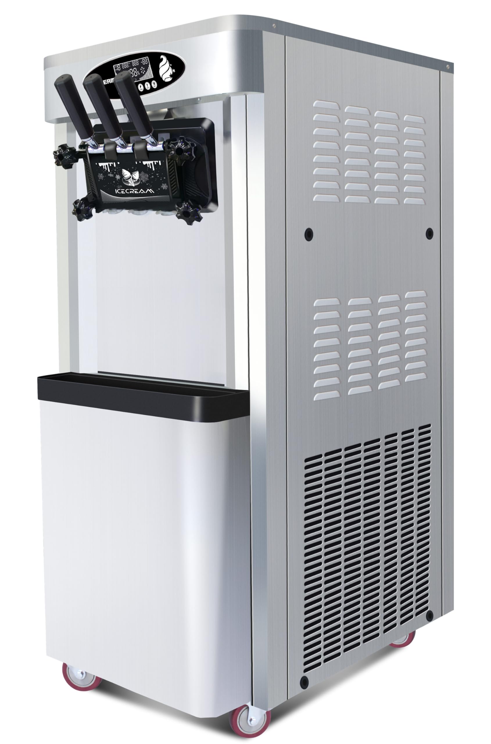 Commercial Vertical Ice Cream Machine 25-30L H Production Capacity 2000W Power Dual 6L Hoppers Soft Ice Cream Maker