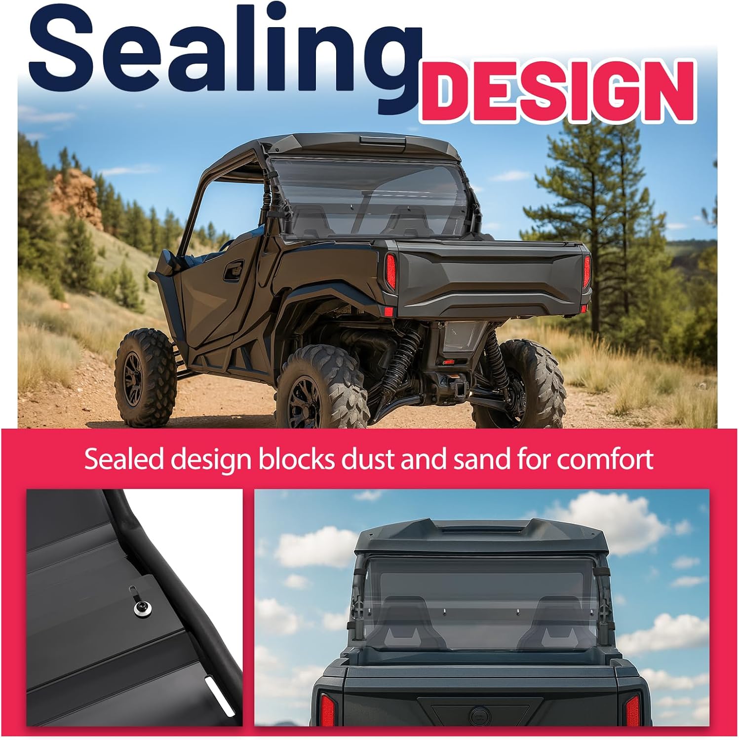 Rear Windshield Compatible with 2021+ Can-Am Commander Max 1000R DPS XT/1000R DPS/XT/XTP & 2022+ Can-Am Commander 700 DPS/XT/1000R XMR Plastic (PC) Rear Back Window Smoke