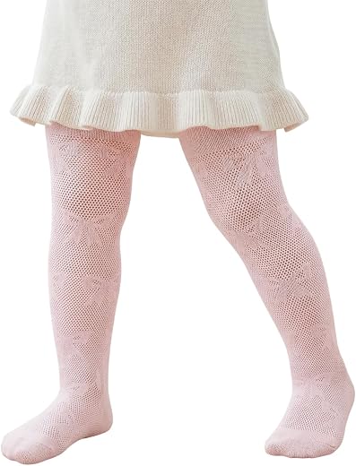 SYGA Children's Pantyhose Mesh Bow Girls Anti-Mosquito Leggings Size- L Suitable for 1-2 years(Pink)